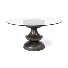 Load image into Gallery viewer, 60" Rounded Glass And Solid Manufactured Wood Pedestal Base Dining Table - Brown
