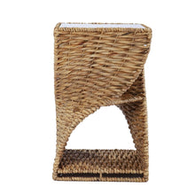 Load image into Gallery viewer, Rattan Swirl Glass Top Square End Table - Brown
