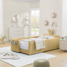 Load image into Gallery viewer, Cute Rabbit Ear Upholstered Platform Bed Frame With Safety Rail
