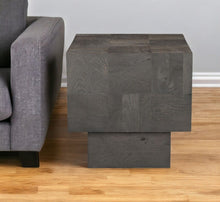 Load image into Gallery viewer, 22" Distressed Solid Wood Square Block End Table - Gray
