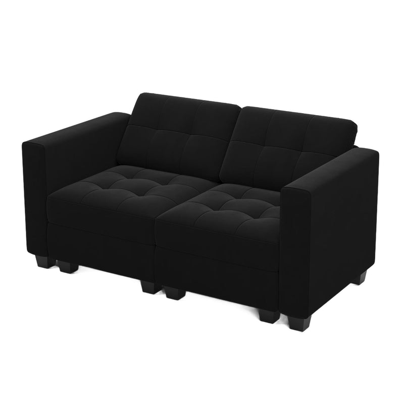 Velvet Modular Loveseat With Storage - Black