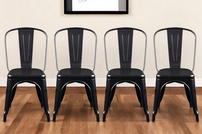 Steel Dining Side Chairs (Set of 4) - Black