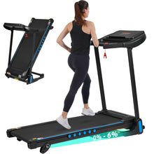Load image into Gallery viewer, Incline Treadmill For Running &amp; Walking, Hydraulic System Auto Folding With Type C &amp; USB Charge For Android, 10Mph, Bluetooth Speaker - Black
