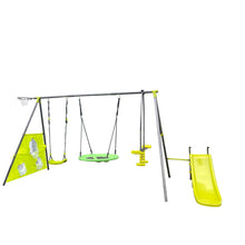 Load image into Gallery viewer, Interesting Six Function Swingset With Net Swing Metal Plastic Safe Swing Set 440Lbs For Outdoor Playground For Age 3+ With 31.5" Net Swing - /

