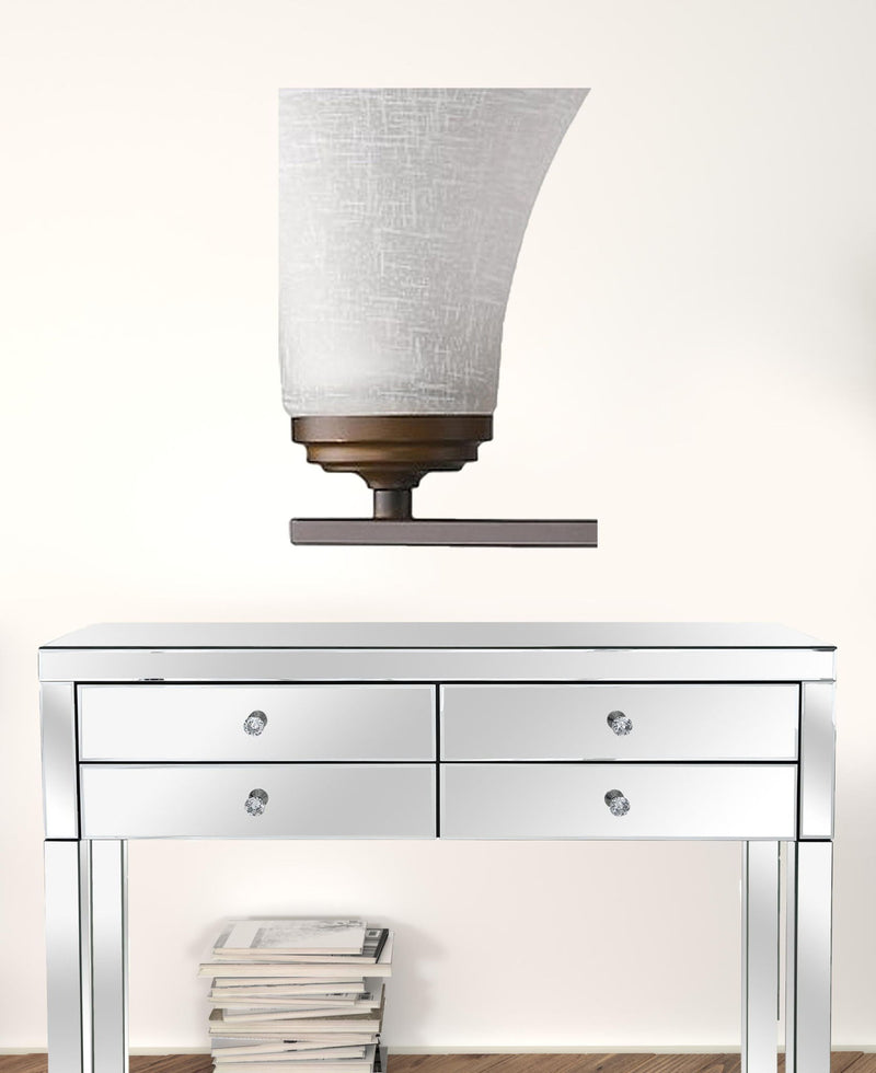 Three Light Wall Light With Tapered Glass Shade - Bronze