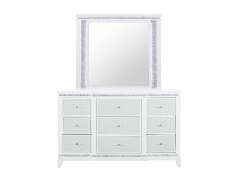 Wood Lighted Dresser Mount Framed - White