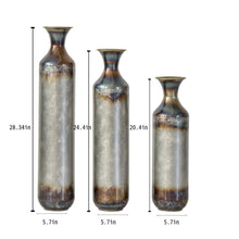 Load image into Gallery viewer, Modern Droplet Shaped Floor Vase Set, Glazed Metal Decorative Vases 3 Piece Home Accent For Living Room - Gold / White
