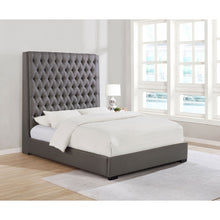 Load image into Gallery viewer, California King Upholstered Panel Bed With Tufted Headboard - Gray
