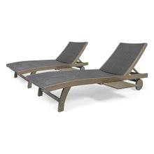 Load image into Gallery viewer, Outdoor Chaise Lounge With Pull Out Tray And Wicker Seat - Gray
