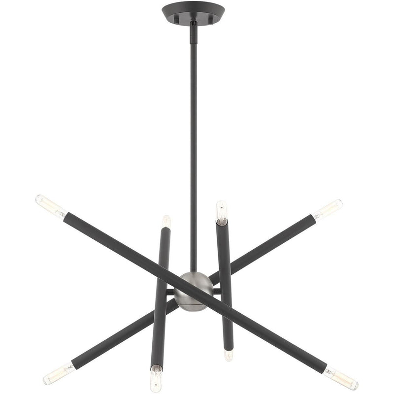 Eight Light Dimmable Chandelier With Shades - Gray