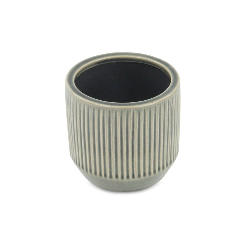Striped Round Pot Planter (487457) - Gray