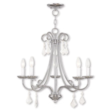 Load image into Gallery viewer, Five Light Metal Dimmable Chandelier With Shades - Silver / Clear
