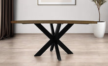 Load image into Gallery viewer, 72" Solid Wood And Iron Round Dining Table - Beige / Black
