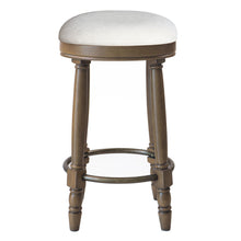 Load image into Gallery viewer, 360° Swivel Wooden Barstools With Upholstered Seat, Counter Height (Set of 2)
