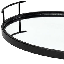 Load image into Gallery viewer, Matte Metal With Two Handle Both Sides And Mirrored Glass Bottom Tray - Black
