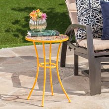 Load image into Gallery viewer, Outdoor Side Table With Tile Mosaic Table Top - Yellow
