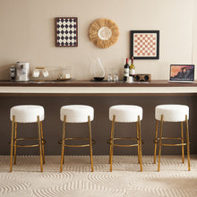 Load image into Gallery viewer, Round High Bar Stools (Set of 2), Contemporary Upholstered Dining Stools For Kitchens, Coffee Shops And Bar Stores - Gold Legs
