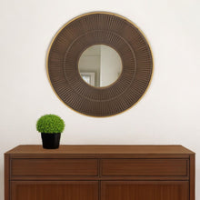 Load image into Gallery viewer, 32" Round Framed Accent Mirror - Brown / Gold
