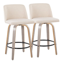 Load image into Gallery viewer, Toriano - Contemporary Fixed Height Counter Stool With Swivel &amp; Round Footrest (Set of 2)
