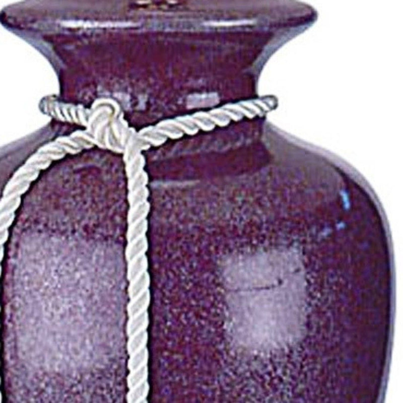 Glaze Ceramic Urn Table Lamp With White Classic Empire Shade - Red Burgundy