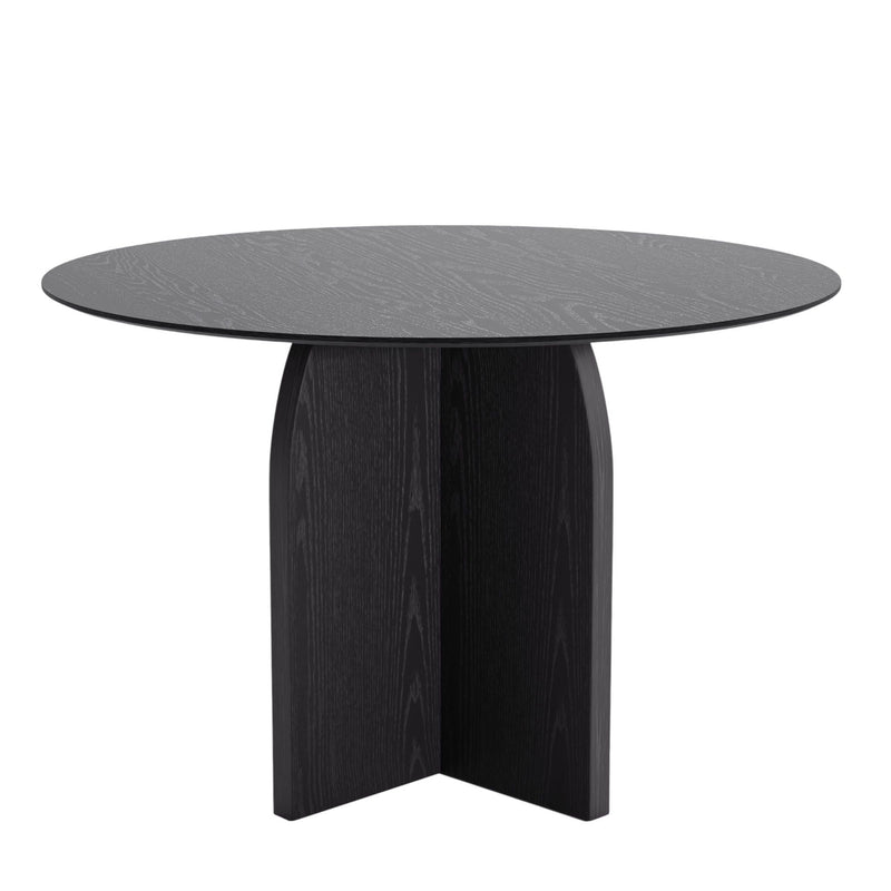 45" Solid Wood Pedestal Base Round Top Dining Table - Black