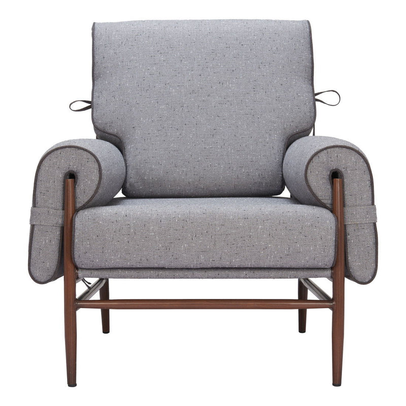 34" Upholstered Arm Chair - Gray / Brown