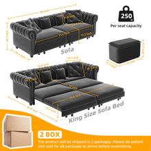 Load image into Gallery viewer, 3 In 1 Convertible Sleeper Sofa Bed With Movable Ottoman
