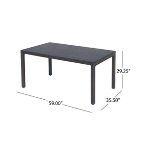 Outdoor Wicker Rectangular Dining Table With Iron Frame And Water Resistant Rattan