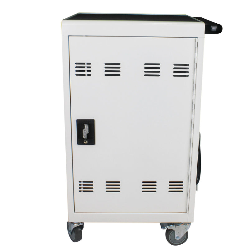 Mobile Charging Cart And Cabinet For Tablets Laptops 30 Device With Combination Lock - Antique White