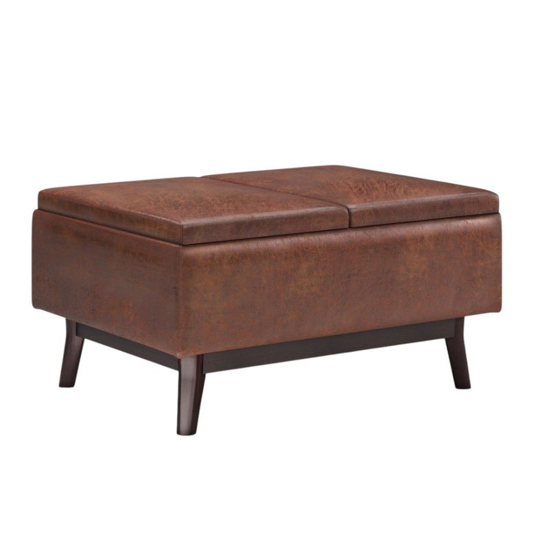 34" Cocktail Ottoman With Storage - Brown