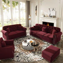 Load image into Gallery viewer, Upholstered Sofa Set With Nailhead Trim And Rolled Armrests, Includes Pillows
