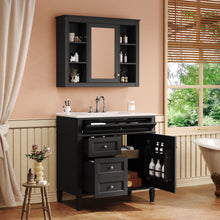 Load image into Gallery viewer, Bathroom Vanity With Mirror Cabinet, Single Sink With 2 Soft Closing Doors And 4 Drawers
