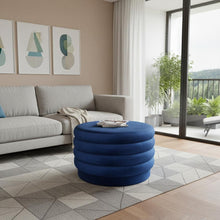 Load image into Gallery viewer, Velvet Tufted Cocktail Ottoman Round - Blue
