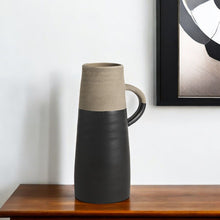 Load image into Gallery viewer, Block Cylinder Jug Vase - Black / Natural
