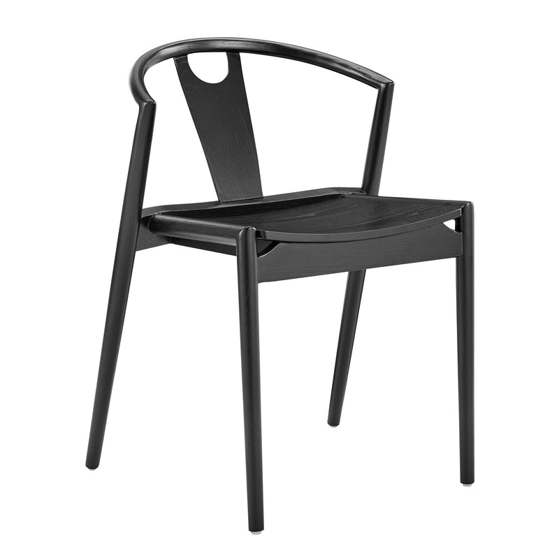 Solid Wood Open Back Dining Side Chair - Black