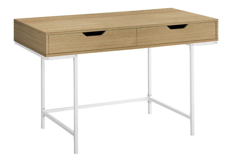 47" Wood And Metal H-Shape Computer Desk With Two Drawers - Natural And White