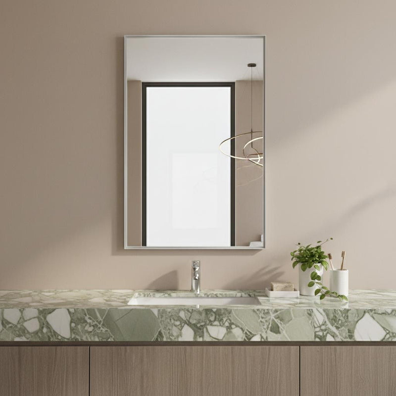 Metal Framed Bathroom Vanity Mirror (Set of 2) - Silver