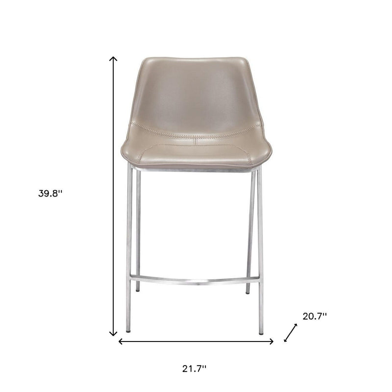 26" Steel Low Back Counter Height Bar Chairs (Set of 2) - Gray And Silver