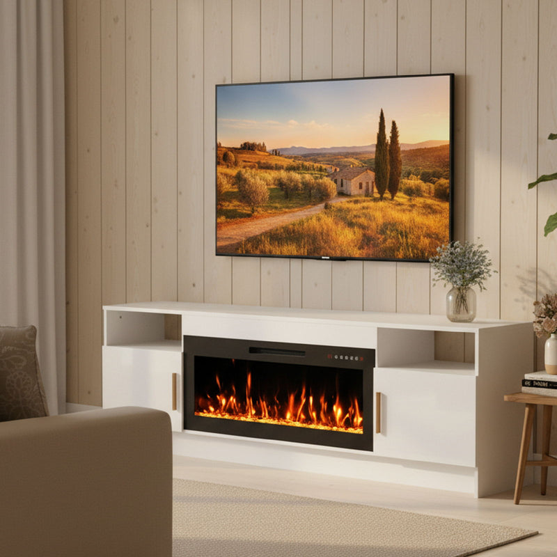 Wood Fireplace Entertainment Center With Fireplace (723800) - White