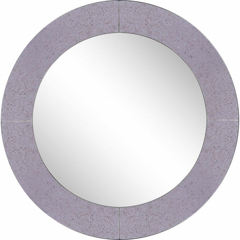 30" Round Glass Framed Accent Mirror - Gray