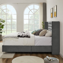 Load image into Gallery viewer, B100S King bed, Button designed Headboard,strong wooden slats + metal legs with Electroplate
