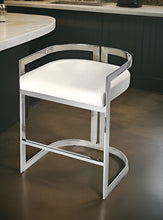 Load image into Gallery viewer, Stainless Steel Low Back Counter Height Bar Chair - White / Silver
