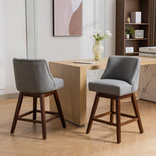 Load image into Gallery viewer, Counter Height Swivel Barstools, 26'' H Seat Height Upholstered Bar Stools (Set of 2), Fabric
