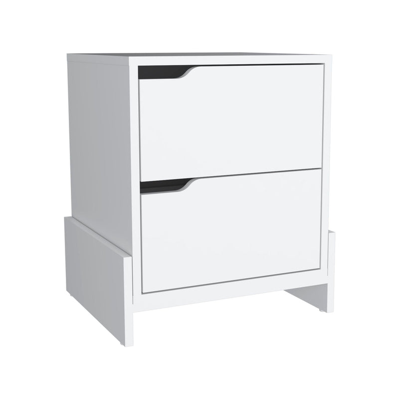 17" x 14.6" x 19.9" Two Drawer Faux Wood Nightstand - White