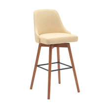 Load image into Gallery viewer, Faux Leather With Solid Wood Swivel Bar Height Bar Chair - Cream And Wood Brown
