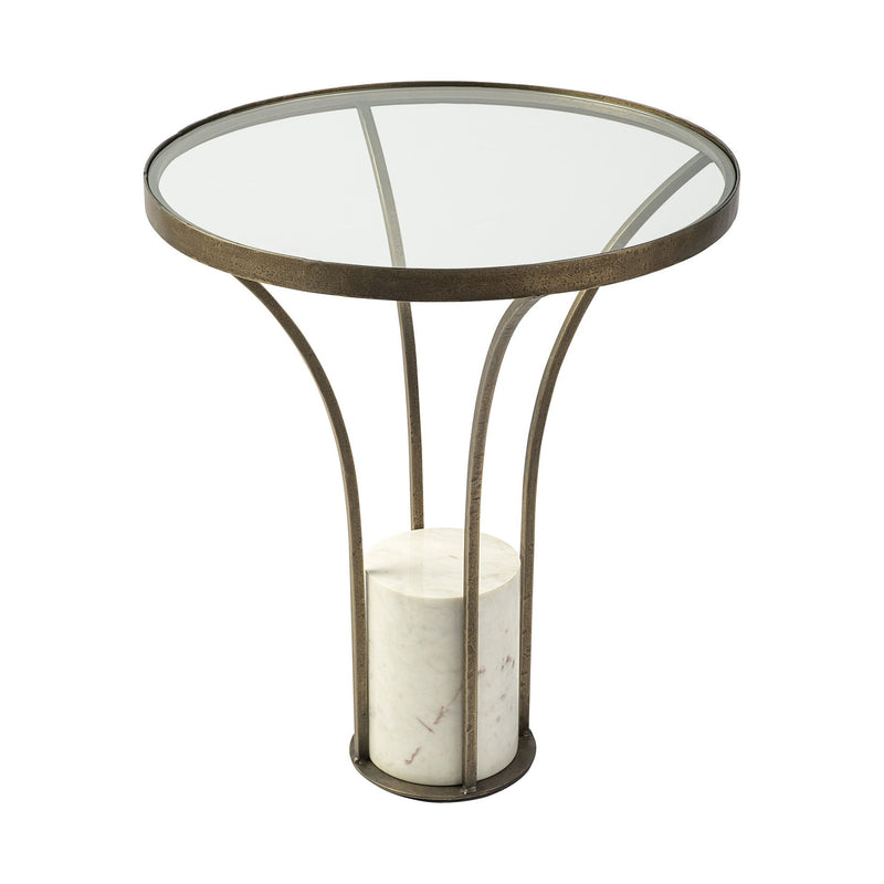 Glass Round End Table - Black And White