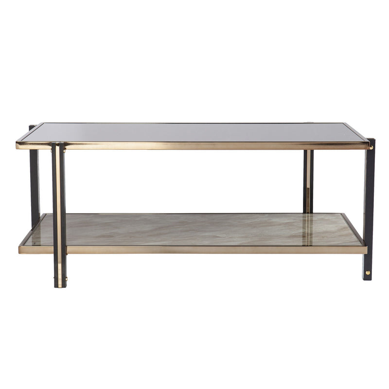 Mirrored Metal Rectangular Mirrored Coffee Table - Champagne
