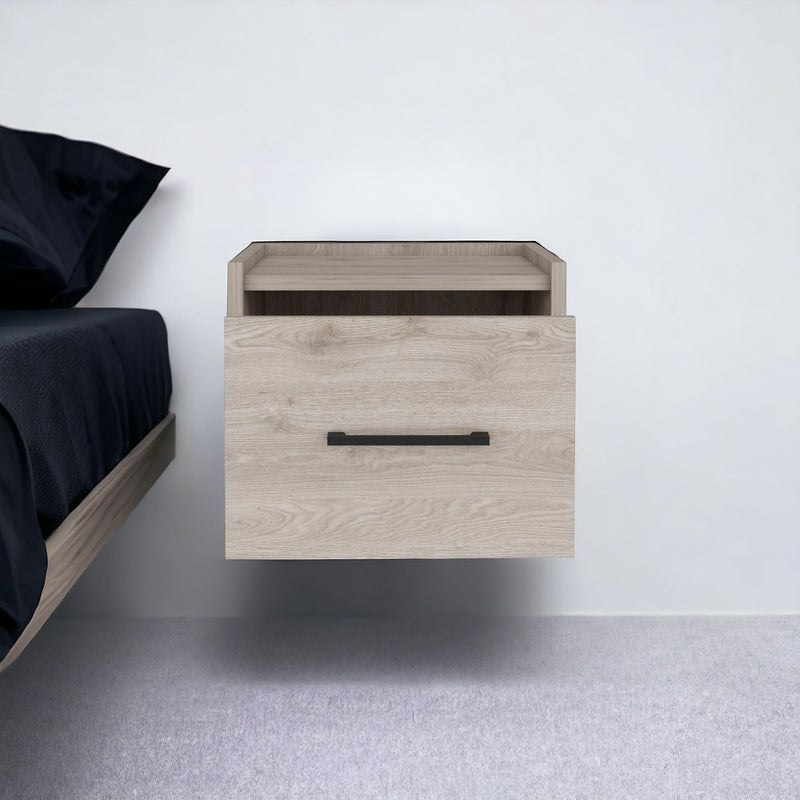 10" One Drawer Faux Wood Floating Nightstand - Gray