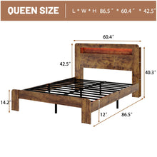 Load image into Gallery viewer, Wood Platform Bed Frame With Storage LED Light Headboard &amp; USB
