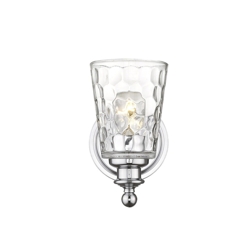 Metal And Pebbled Glass Wall Light - Silver